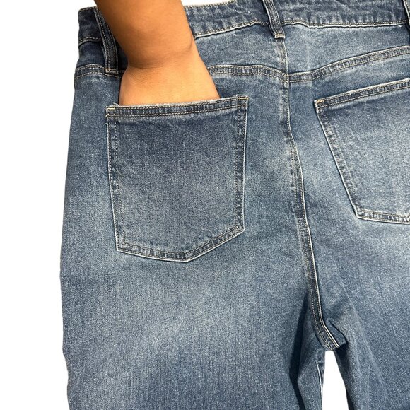 NWT tgla Womens Plus Size 2X Blue Jeans Button Fly Straight Leg Ankle High Rise - Picture 10 of 16